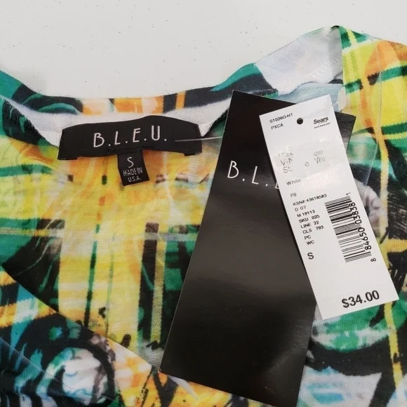 B.L.E.U. Womens V-neck Embellished Peace Top Bleu Size Small - Picture 4 of 5